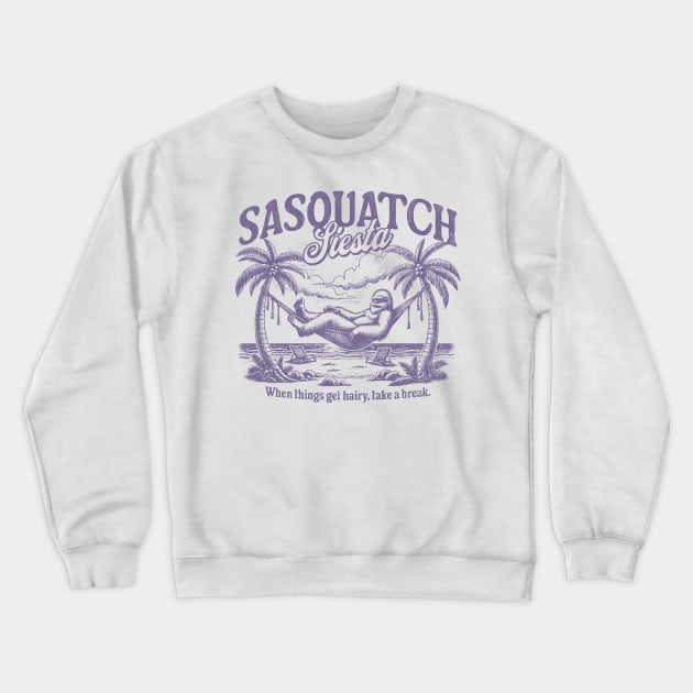 Sasquatch Siesta Bigfoot Beach Crewneck Sweatshirt by Contentarama
